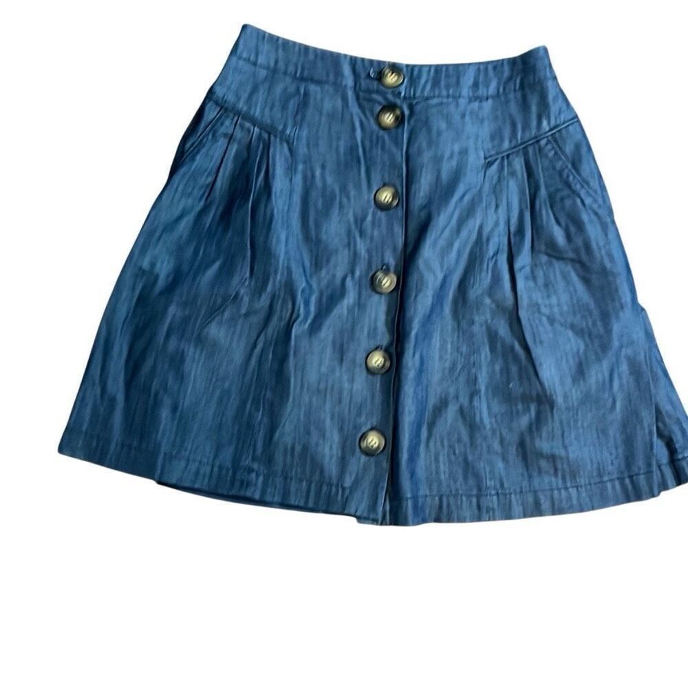 Boden front button up denim skirt with pockets size 6, adorable